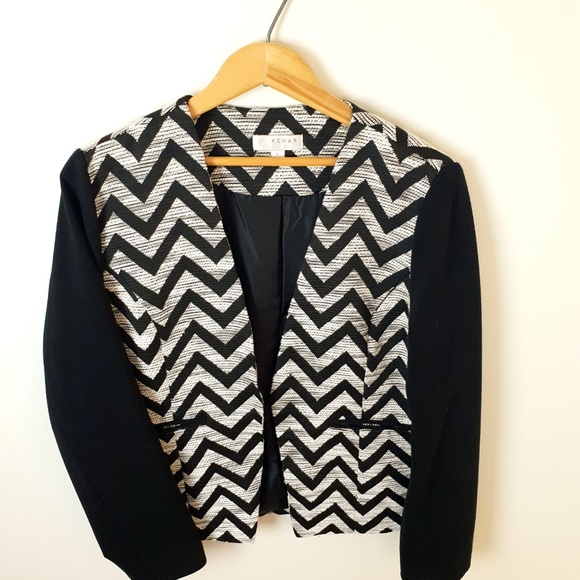 Chevron Tweed Blazer Jacket Black Size Large - Picture 8 of 8